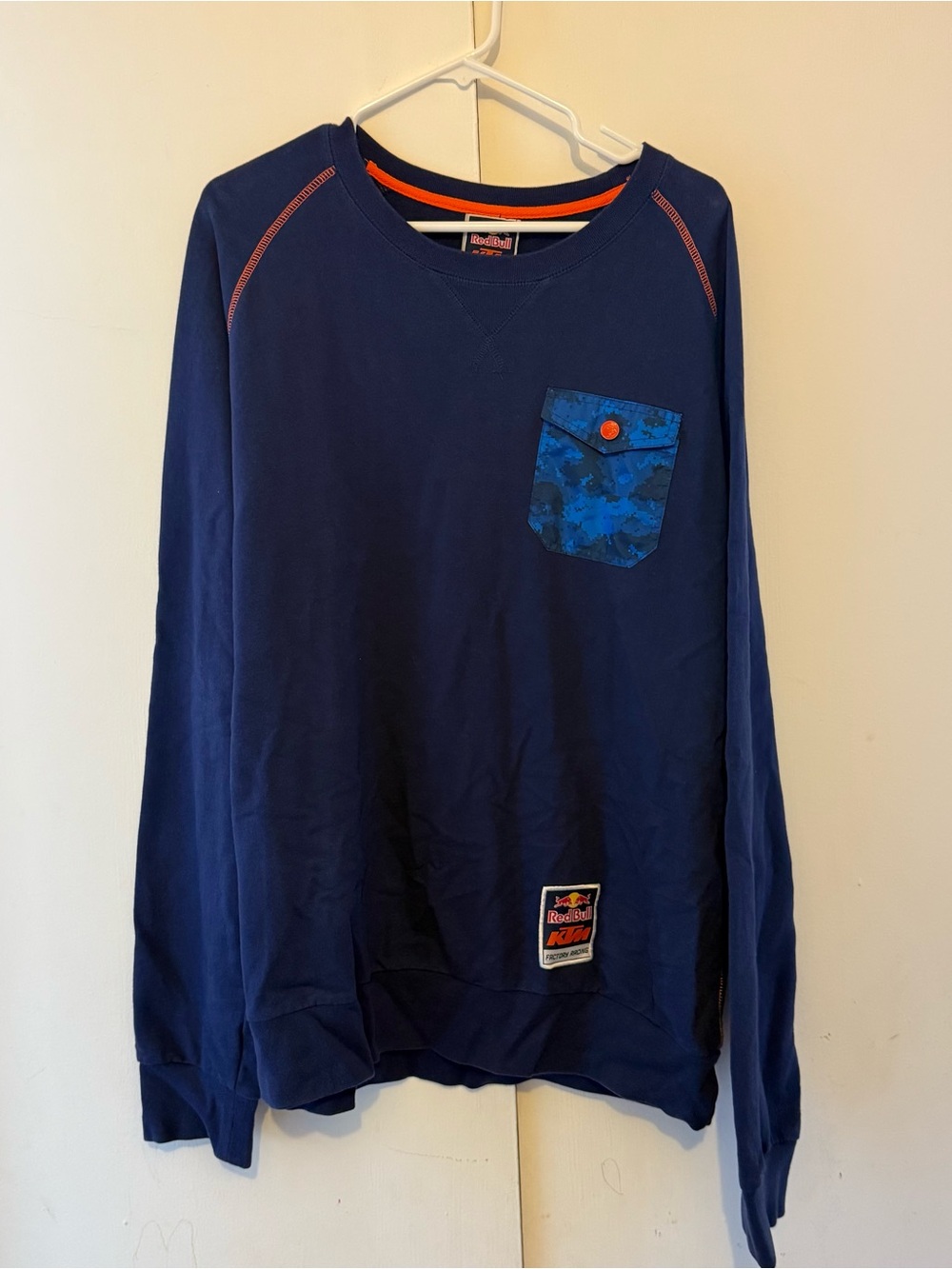Red Bull KTM Racing Men's Crewneck Sweater in Navy with Blue Pocket